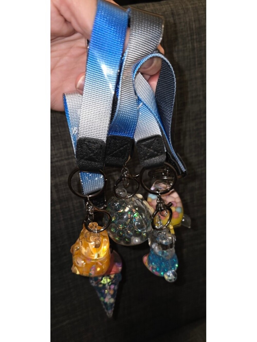 3 RandoM Charm Keychain Set with Blue Gradient Lanyards - Picture 6 of 11